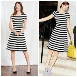 Women's BODEN Maggie Ottoman Knit Black & White Striped Ribbed Dress Size 2R 2